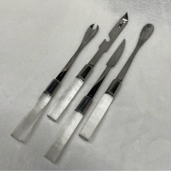 Vintage frontier forge bar hostess set opener tools clear lucite stainless steel - Picture 8 of 8